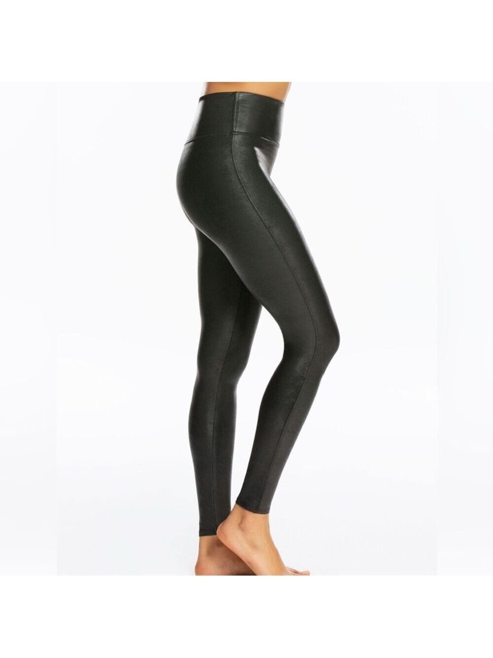 SPANX Faux Leather Black high waist sculpting Leggings size medium